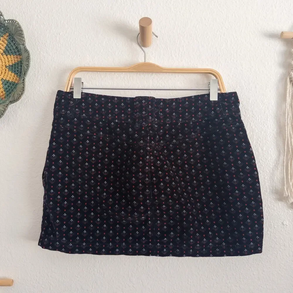We The Free Navy Corduroy Mini Button-Front Skirt Size 31